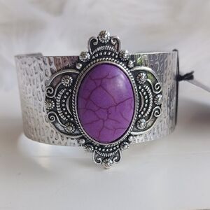 Paparazzi Silver Bracelet with Marble Purple Accent